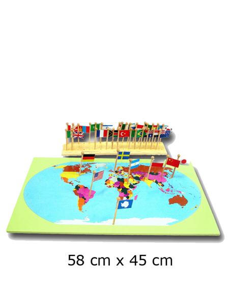 World Map & Flag Stand with Flags