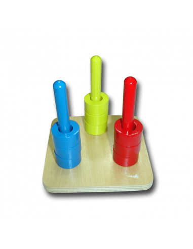 9 Discs on 3 Vertical Sticks